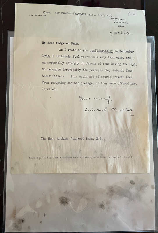 Another Moldy Churchill Letter Returned by Frsteam after 